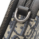 クリスチャン・ディオール Christian Dior ストラップ付き ジップポーチ 2OBBC119YSE_H05E ネイビー コットン カーフスキン ウエストバッグ シルバー金具 オブリーク ジャカード 紺