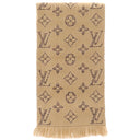 ルイヴィトン LOUIS VUITTON エシャルプ ジャイアント モノグラム ジャングル M75884 ベージュ ウール シルク マフラー ブラウン ヒョウ柄