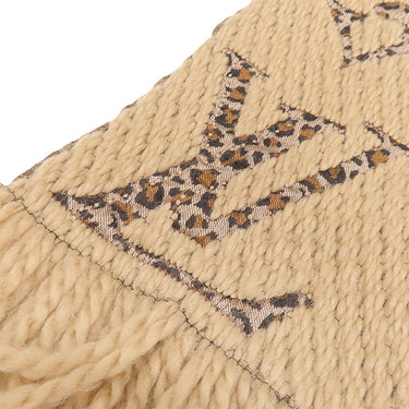 ルイヴィトン LOUIS VUITTON エシャルプ ジャイアント モノグラム ジャングル M75884 ベージュ ウール シルク マフラー ブラウン ヒョウ柄