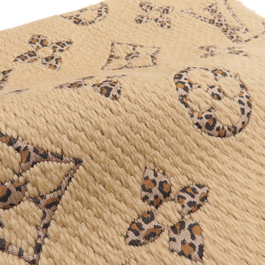 ルイヴィトン LOUIS VUITTON エシャルプ ジャイアント モノグラム ジャングル M75884 ベージュ ウール シルク マフラー ブラウン ヒョウ柄