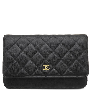シャネル CHANEL マトラッセ AP0250 ブラック キャビアスキン チェーンウォレット ゴールド金具 黒 斜め掛け チェーンショルダー