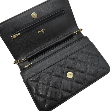 シャネル CHANEL マトラッセ AP0250 ブラック キャビアスキン チェーンウォレット ゴールド金具 黒 斜め掛け チェーンショルダー