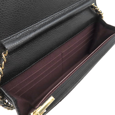 シャネル CHANEL マトラッセ AP0250 ブラック キャビアスキン チェーンウォレット ゴールド金具 黒 斜め掛け チェーンショルダー