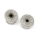 エルメス HERMES タッタソール ネイビーXホワイト エナメル メタル ピアス 馬柄