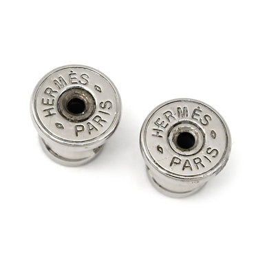 エルメス HERMES タッタソール ネイビーXホワイト エナメル メタル ピアス 馬柄