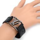 ルイヴィトン LOUIS VUITTON ブレスレット ホッケンハイム M8151E モノグラムエクリプス レザー モノグラムエクリプスキャンバス #19 ブレスレット シルバー金具 黒 グレー