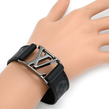 ルイヴィトン LOUIS VUITTON ブレスレット ホッケンハイム M8151E モノグラムエクリプス レザー モノグラムエクリプスキャンバス #19 ブレスレット シルバー金具 黒 グレー