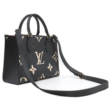 ルイヴィトン LOUIS VUITTON オンザゴー PM M45659 ブラック×ベージュ モノグラムアンプラント 2WAYバッグ ゴールド金具 黒 ハンドバッグ ショルダーバッグ