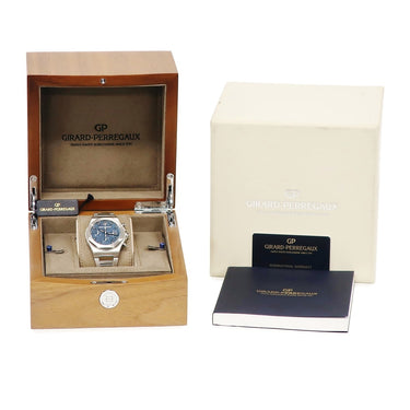 腕時計 ジラールペルゴ GIRARD PERREGAUX ロレアート クロノグラフ 42mm 81020-11-431-BB4A 自動巻き メンズ OH済 ブルー スモールセコンド