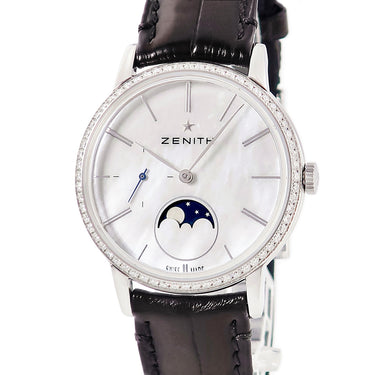 腕時計 ゼニス ZENITH エリート レディ ムーンフェイズ 16.2320.692/80.C714 自動巻き レディース 純正ダイヤ シェル バー