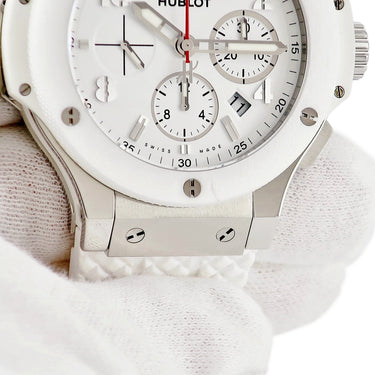 腕時計 ウブロ HUBLOT ビッグバン サンモリッツ 301.SE.230.RW 自動巻き メンズ ホワイト 白 デイト クロノグラフ スモールセコンド