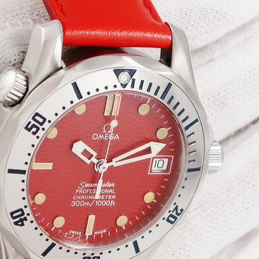 腕時計 オメガ OMEGA シーマスター プロフェッショナル 300 丸井限定 2552.61.05 自動巻き メンズ レディース OH済 デイト レッド