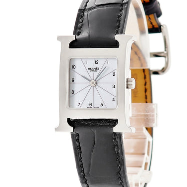 腕時計 エルメス HERMES Hウォッチ HH1.210 クオーツ レディース H型 シルバー ギヨシェ アラビア スクエア