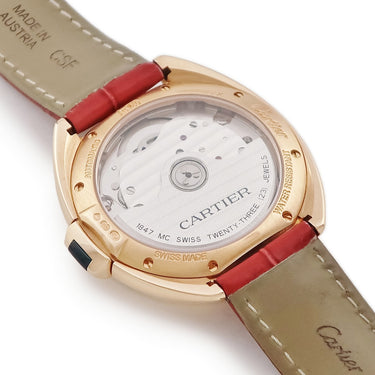 腕時計 カルティエ Cartier クレ ドゥ カルティエ 35mm WJCL0013 自動巻き レディース K18PG無垢 純正ダイヤ デイト ローマン 青針