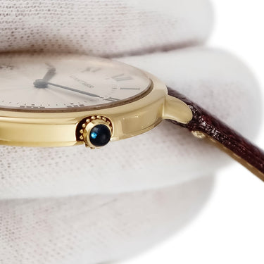 腕時計 カルティエ Cartier ロンド ルイ カルティエ LM W1508951 手巻き メンズ K18YG無垢製 ギョウシェ ローマン 青針