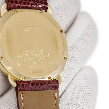 腕時計 カルティエ Cartier ロンド ルイ カルティエ LM W1508951 手巻き メンズ K18YG無垢製 ギョウシェ ローマン 青針