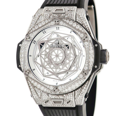 腕時計 ウブロ HUBLOT ビッグバン ウニコ サンブルー チタニウム パヴェ 415.NX.2027.VR.1704.MXM18 自動巻き メンズ 純正ダイヤ