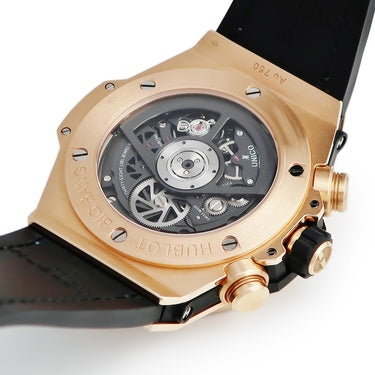 腕時計 ウブロ HUBLOT ビッグバン ウニコ キングゴールド パライバ 411.OX.1189.LR.0919 自動巻き メンズ K18KG無垢 希少石 青