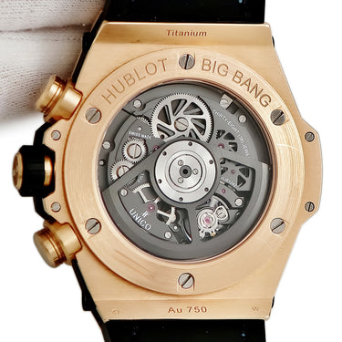 腕時計 ウブロ HUBLOT ビッグバン ウニコ キングゴールド パライバ 411.OX.1189.LR.0919 自動巻き メンズ K18KG無垢 希少石 青