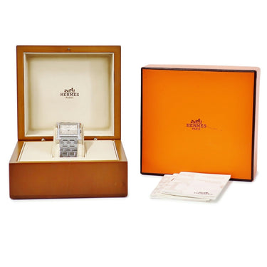 腕時計 エルメス HERMES Hウォッチ HH1.530 クオーツ レディース 純正ダイヤ シルバー アラビア H型 スクエア