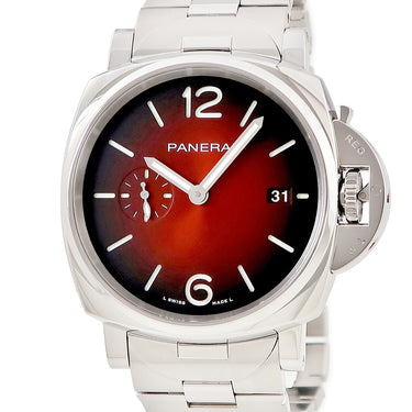 腕時計 パネライ PANERAI ルミノール ドゥエ PAM01539 自動巻き メンズ 新品同様 バーガンディ アラビア バー デイト スモセコ 夜光