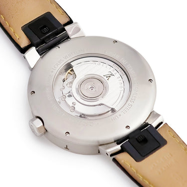 腕時計 ルイヴィトン LOUIS VUITTON タンブール ムーン GMT Q8D30Z 自動巻き メンズ ブラック イエロー バー アラビア デイト