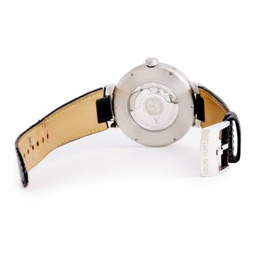 腕時計 ルイヴィトン LOUIS VUITTON タンブール ムーン GMT Q8D30Z 自動巻き メンズ ブラック イエロー バー アラビア デイト