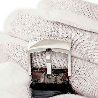 腕時計 ルイヴィトン LOUIS VUITTON タンブール ムーン GMT Q8D30Z 自動巻き メンズ ブラック イエロー バー アラビア デイト