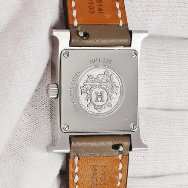 腕時計 エルメス HERMES Hウォッチ HH1.235.216 クオーツ レディース 純正ダイヤ H型 四角 シェル アラビア ホワイト　