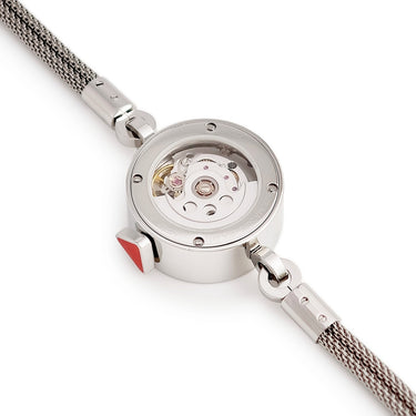 腕時計 アランシルベスタイン ALAIN SILBERSTEIN ミラネーゼ 自動巻き レディース ホワイト ハート デイト ラウンド 限定