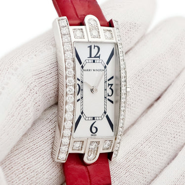 腕時計 ハリーウィンストン Harry Winston アヴェニューC AVCQHM19WW018 クオーツ レディース K18WG無垢 純正ダイヤ シェル