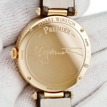 腕時計 ハリーウィンストン Harry Winston プルミエール 31mm PRNQHM31RR001 クオーツ レディース K18RG無垢 純正ダイヤ シェル バー