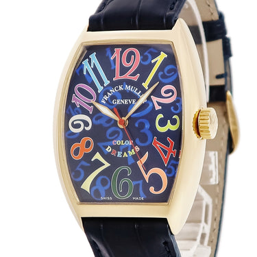 腕時計 フランクミュラー FRANCK MULLER トノウカーベックス カラードリームス 7851SC 自動巻き メンズ K18YG無垢 ギョウシェ ブルー