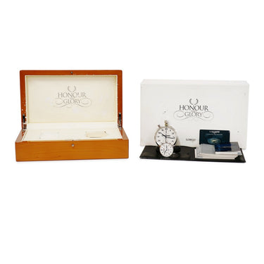 腕時計 ロンジン LONGINES オナ―＆グローリー クロノグラフ L7.894.6 自動巻き メンズ K18WG無垢 懐中時計SET 白 アラビア 限定