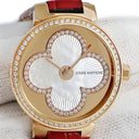 腕時計 ルイヴィトン LOUIS VUITTON タンブール Q1K07 クオーツ レディース K18PG無垢 純正ダイヤ ホワイト シェル ラウンド