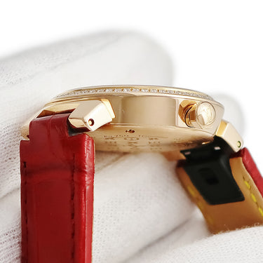 腕時計 ルイヴィトン LOUIS VUITTON タンブール Q1K07 クオーツ レディース K18PG無垢 純正ダイヤ ホワイト シェル ラウンド
