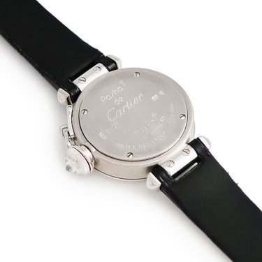 腕時計 カルティエ Cartier ミス パシャ 27mm WJ124027 クオーツ レディース K18WG無垢 純正ダイヤ 青針 シルバー