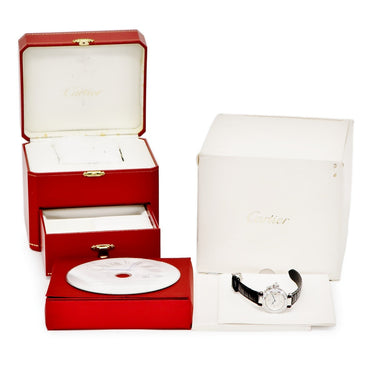 腕時計 カルティエ Cartier ミス パシャ 27mm WJ124027 クオーツ レディース K18WG無垢 純正ダイヤ 青針 シルバー