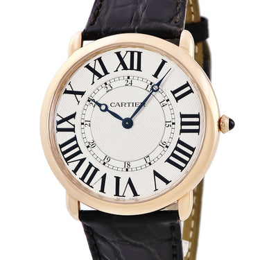 腕時計 カルティエ Cartier ロンド ルイ カルティエ XL W6801004 手巻き メンズ K18PG無垢 ローマン 青針 ギョウシェ