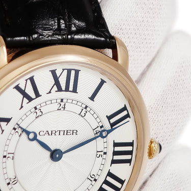 腕時計 カルティエ Cartier ロンド ルイ カルティエ XL W6801004 手巻き メンズ K18PG無垢 ローマン 青針 ギョウシェ