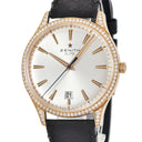 腕時計 ゼニス ZENITH エリート 22.2022.670 自動巻き メンズ K18PG無垢 純正ダイヤ デイト シルバー シースルーバック