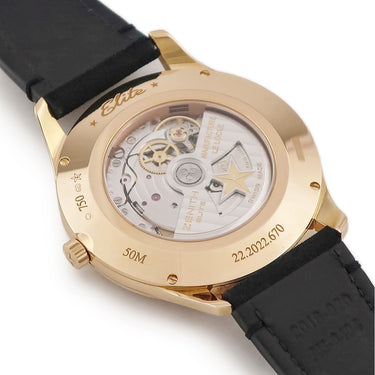 腕時計 ゼニス ZENITH エリート 22.2022.670 自動巻き メンズ K18PG無垢 純正ダイヤ デイト シルバー シースルーバック