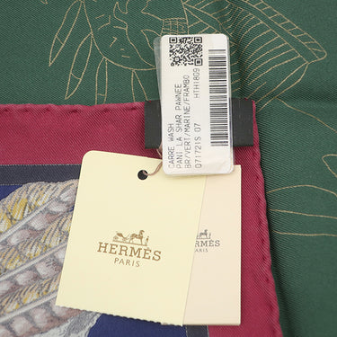 エルメス HERMES カレ90 CARRE H071721S ブラウン×ヴェール×マリン×フランボワーズ シルク スカーフ 【PANI LA SHAR PAWNEE/パウニー族の首長】