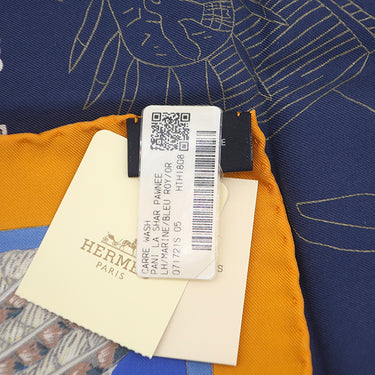 エルメス HERMES カレ90 CARRE H071721S マリン×ブルーロイ×オレンジ シルク スカーフ 【PANI LA SHAR PAWNEE/パウニー族の首長】