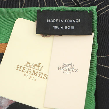 エルメス HERMES カレ90 CARRE H071721S ブラック×グリーン シルク スカーフ 【PANI LA SHAR PAWNEE/パウニー族の首長】