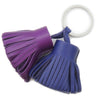 エルメス HERMES カルメン ウノドス アネモネ×ブルーエレクトリック ラムスキン キーリング シルバー金具 紫 青 フリンジ キーホルダー