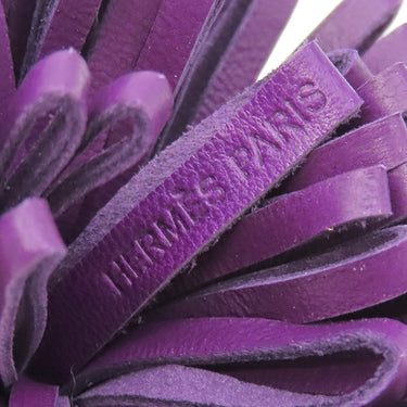 エルメス HERMES カルメン ウノドス アネモネ×ブルーエレクトリック ラムスキン キーリング シルバー金具 紫 青 フリンジ キーホルダー