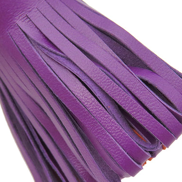 エルメス HERMES カルメン トリコロール バイオレット×カーネリアン×オレンジポピー ラムスキン キーリング 紫 赤茶 オレンジ フリンジ