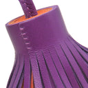 エルメス HERMES カルメン トリコロール バイオレット×カーネリアン×オレンジポピー ラムスキン キーリング 紫 赤茶 オレンジ フリンジ