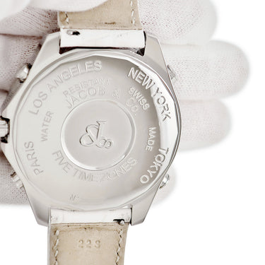 腕時計 ジェイコブ JACOB ファイブタイムゾーン JC-3 クオーツ メンズ 純正ダイヤ シルバー GMT デイト アラビア ギョウシェ